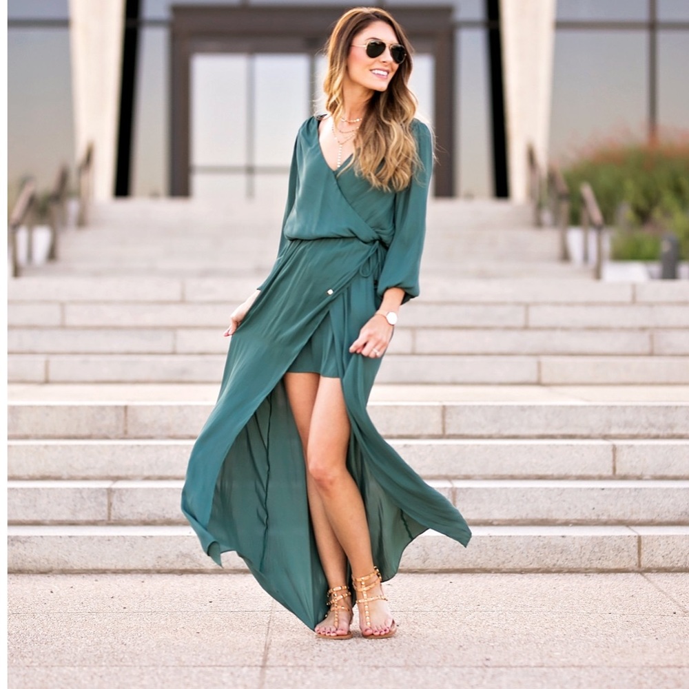 Alice & Trixie Maxi Wrap Dress in Green Size S